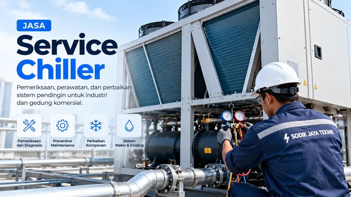 Ilustrasi jasa service chiller Sodik Jaya Teknik untuk pemeriksaan dan perawatan sistem pendingin industri